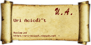Uri Acicét névjegykártya